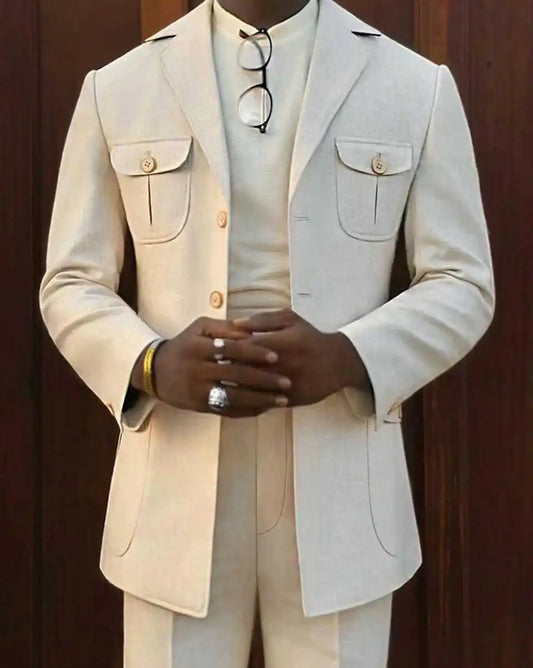 Men Wedding Suits Notched Lapel Tuxedos Single Breasted Groom Wear 2 Pcs Jacket Pants Evening Party Custom Made