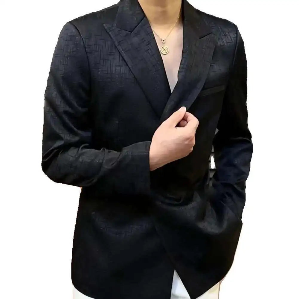 British Men Blazer Metal Buckle Belt Fashion Jacket Wedding Business Dress Coat Social Banquet Tuxedo Costume Groom Wedding Suit