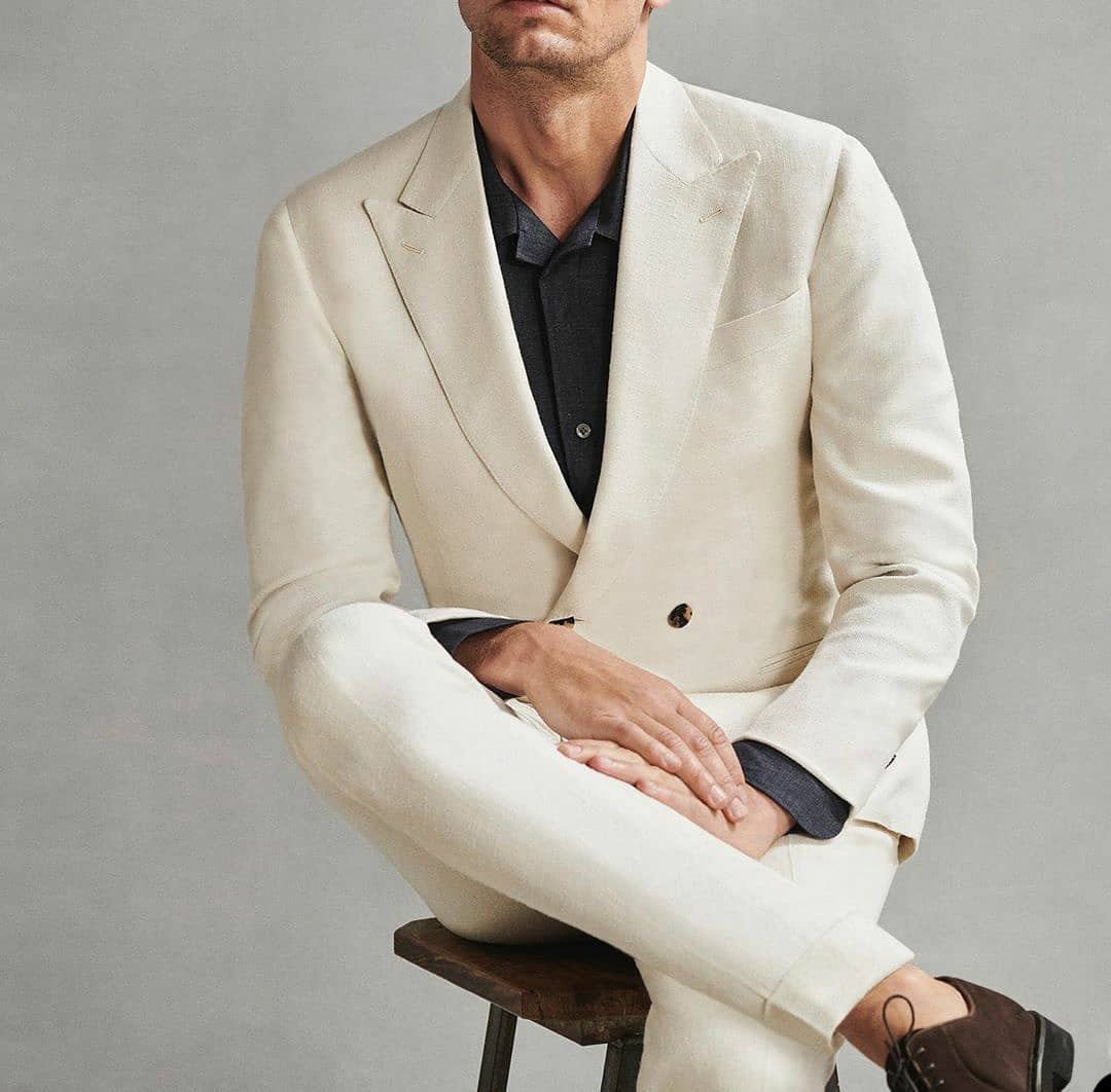 Traje de hombre color marfil, 2 piezas, elegante, para negocios, chaqueta, pantalón, botonadura sencilla, para boda, novio, ropa formal de trabajo, fiesta, informal, a medida 
