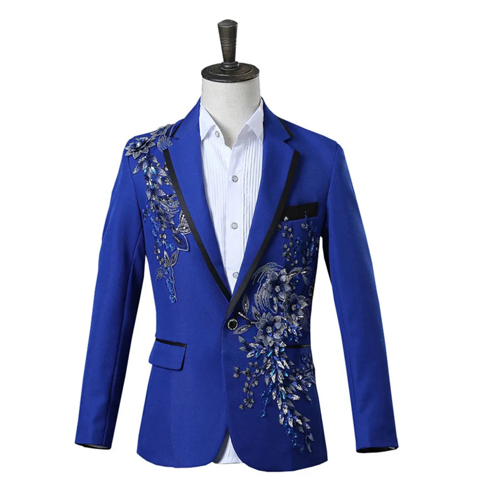 Elegant Appliqued Two-piece Men's Suit for Wedding Banquet Host Dance Prom Christmas Costume Men Blazer