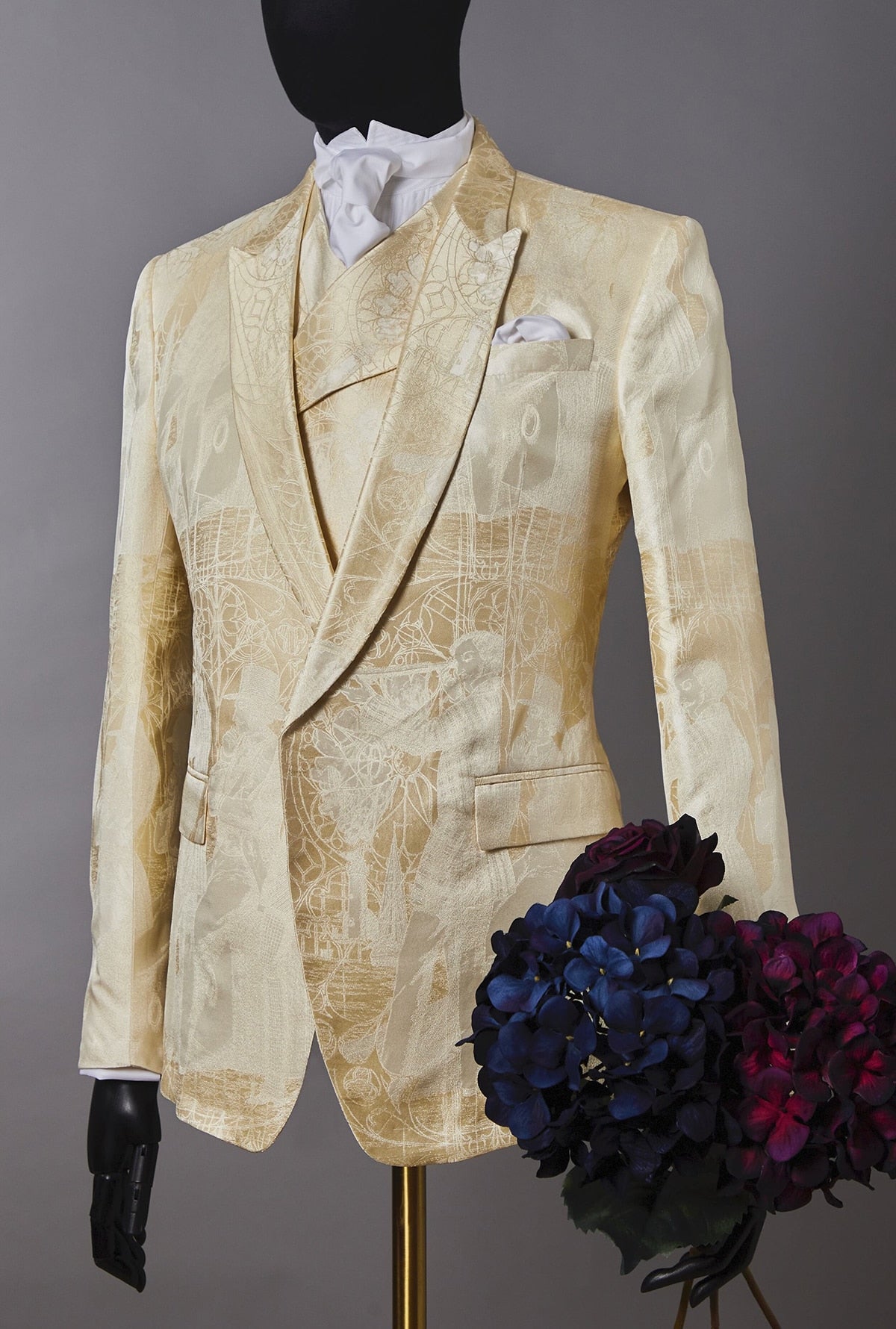 Traje de boda para hombre en jacquard brillante, nuevo traje de caballero a medida, de 2 piezas, abrigo y chaleco ajustados, traje formal para ocasiones especiales. 