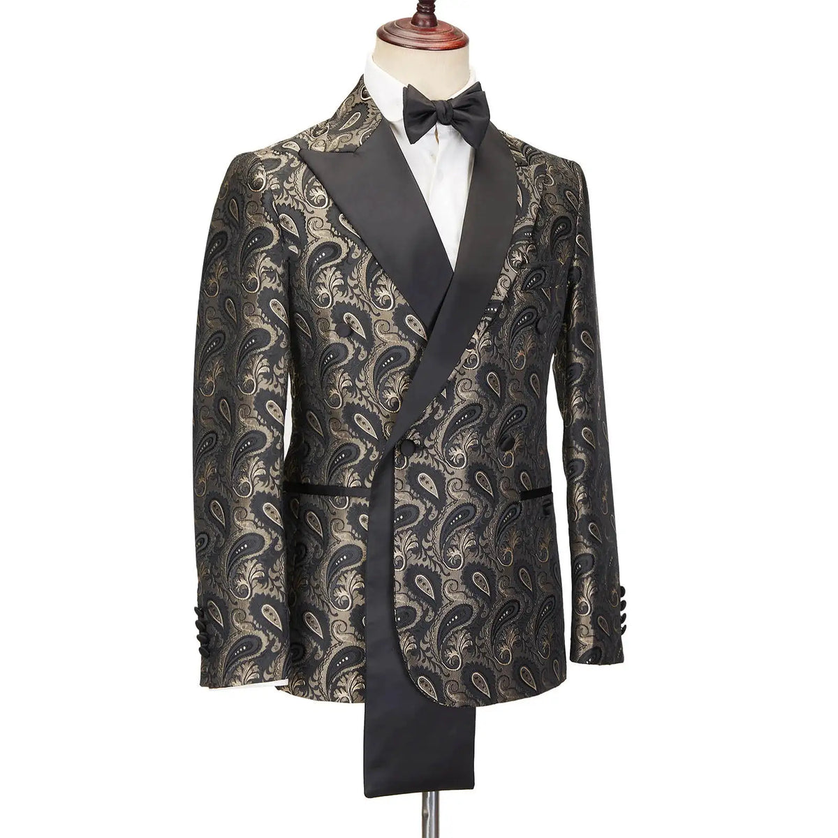 Costume de mariage 2 pièces pour homme, smoking croisé, motif floral, pour bal de promo, fête de mariage
