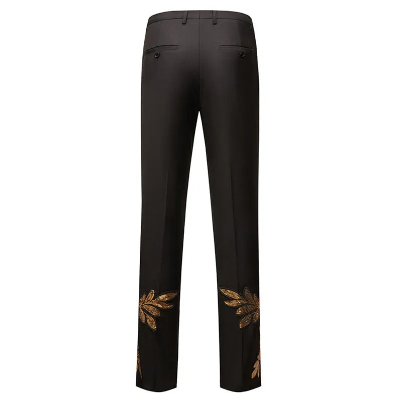 Traje de dos piezas con lentejuelas y calcomanías de posicionamiento para hombre, para banquete de boda, cantante, vestido, top y pantalones 