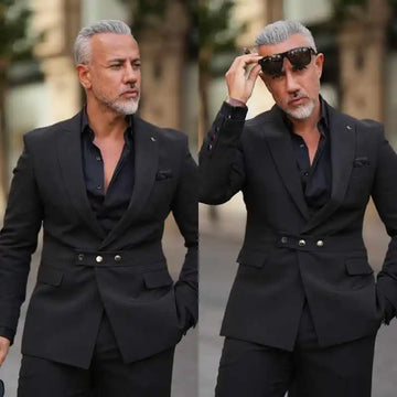 Classic Fit Man Tuxedos Peaked Lapel Long Sleeve Wedding Suit Formal 2 Pcs Jacket Pants Evening Groom Party Outfits Customized