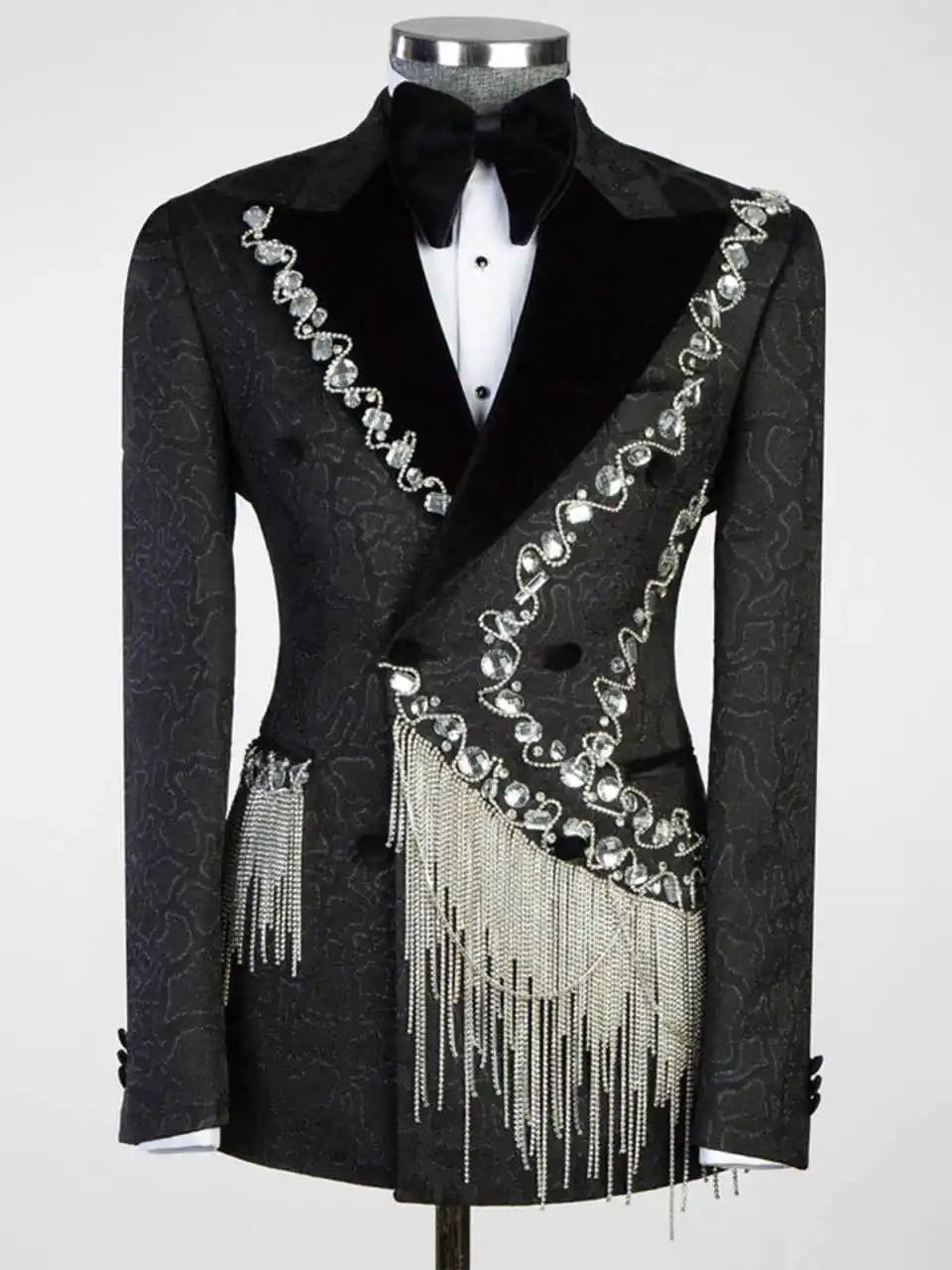 Luxury Beading Wedding Tuxedos 1 Piece Set Jacket Double Breasted Men Suit Designer Crystal Groom Blazers Customized