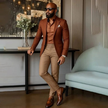 Elegant Suits for Men 2 Pieces Jacket Pants Sets Single Breasted Notch Lapel Business Wedding Groom Daily Custom Costume Homme
