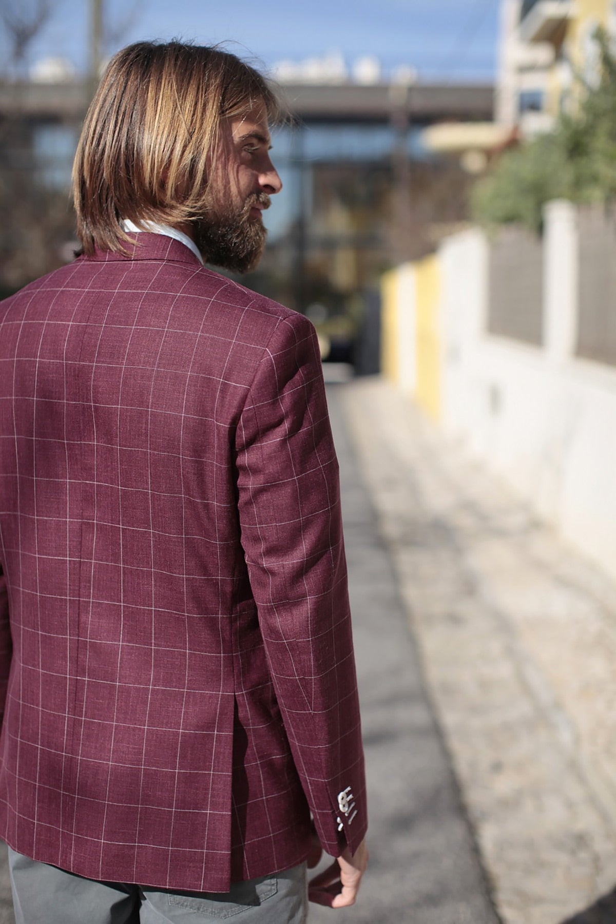 Traje de hombre de 2 piezas, blazer, pantalón, botonadura sencilla, solapa de pico, a cuadros, rayas, para negocios, ajustado, formal, para boda, novio 
