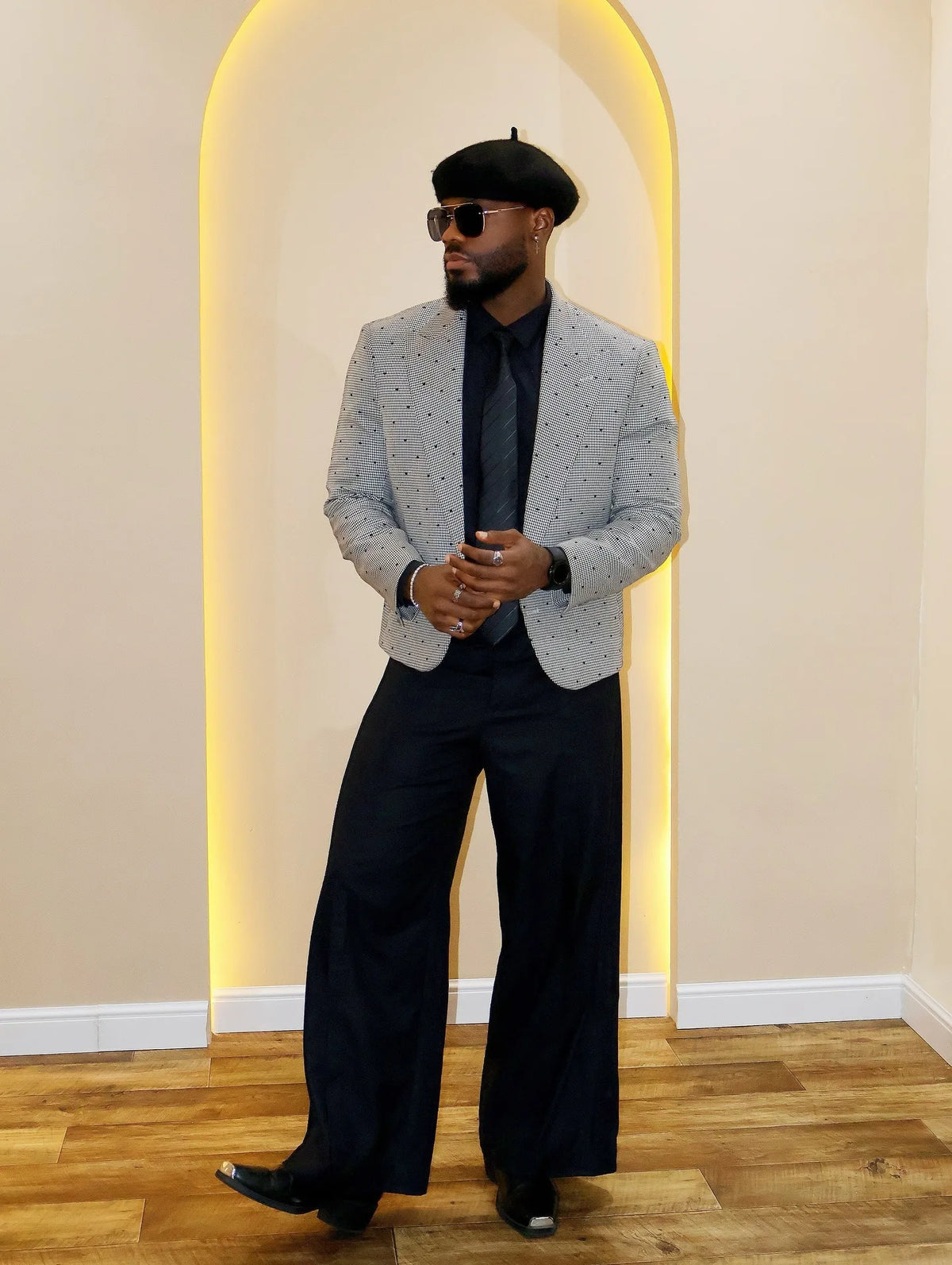 British Style Slim Fit Houndstooth Blazer for Men Wedding Fashion 2pcs Blazer Pants Business Office Groom Suit Jacket Customized