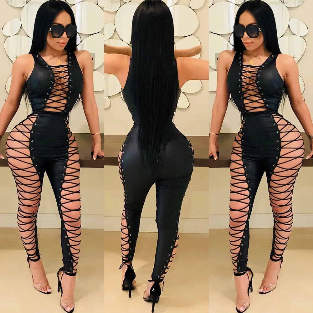 Sexy Slim Fit Bandage Chicken Eye Zipper Onesie Clubwear Sensual Bodysuit Women's Fashion Skirt Set