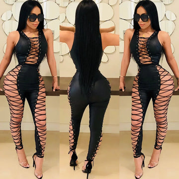 Sexy Slim Fit Bandage Chicken Eye Zipper Onesie Clubwear Sensual Bodysuit Women's Fashion Skirt Set
