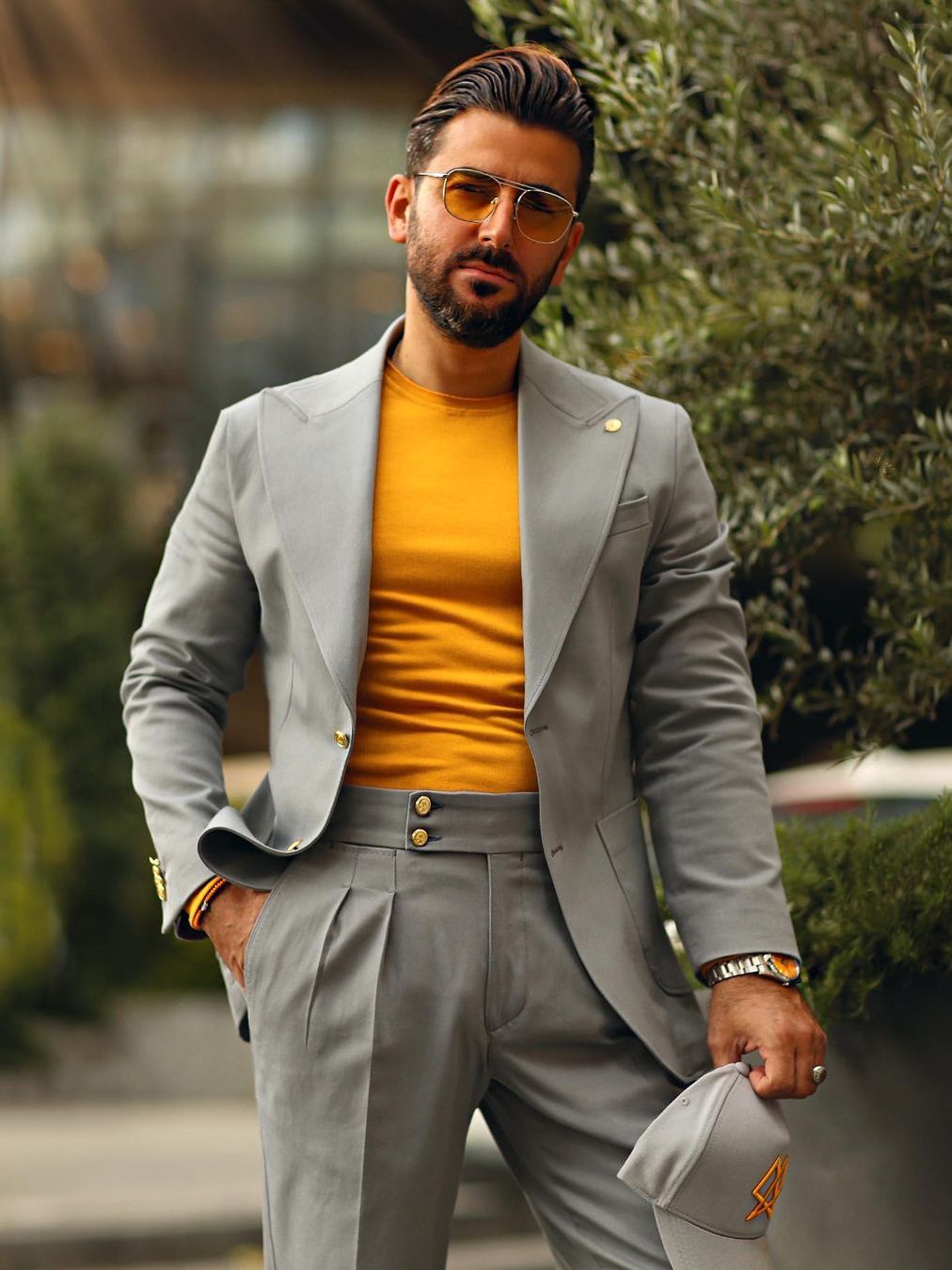 Light Gray men Pants Suit 2 Pieces Plus Size Groom Tuxedos Peaked Lapel Prom Party Blazer (Jacket+Pants)