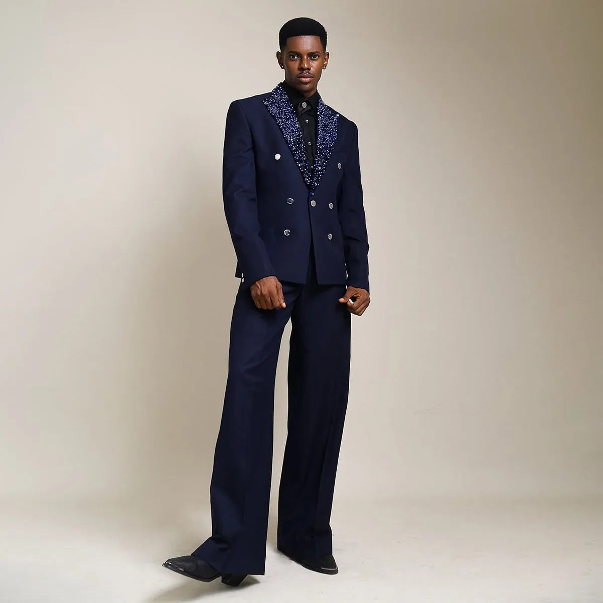 Luxury Diamond Men Suits Slim Fit 2 Pieces Sets Wedding Groom Tuxedos Shiny Male Prom Blazers Customized