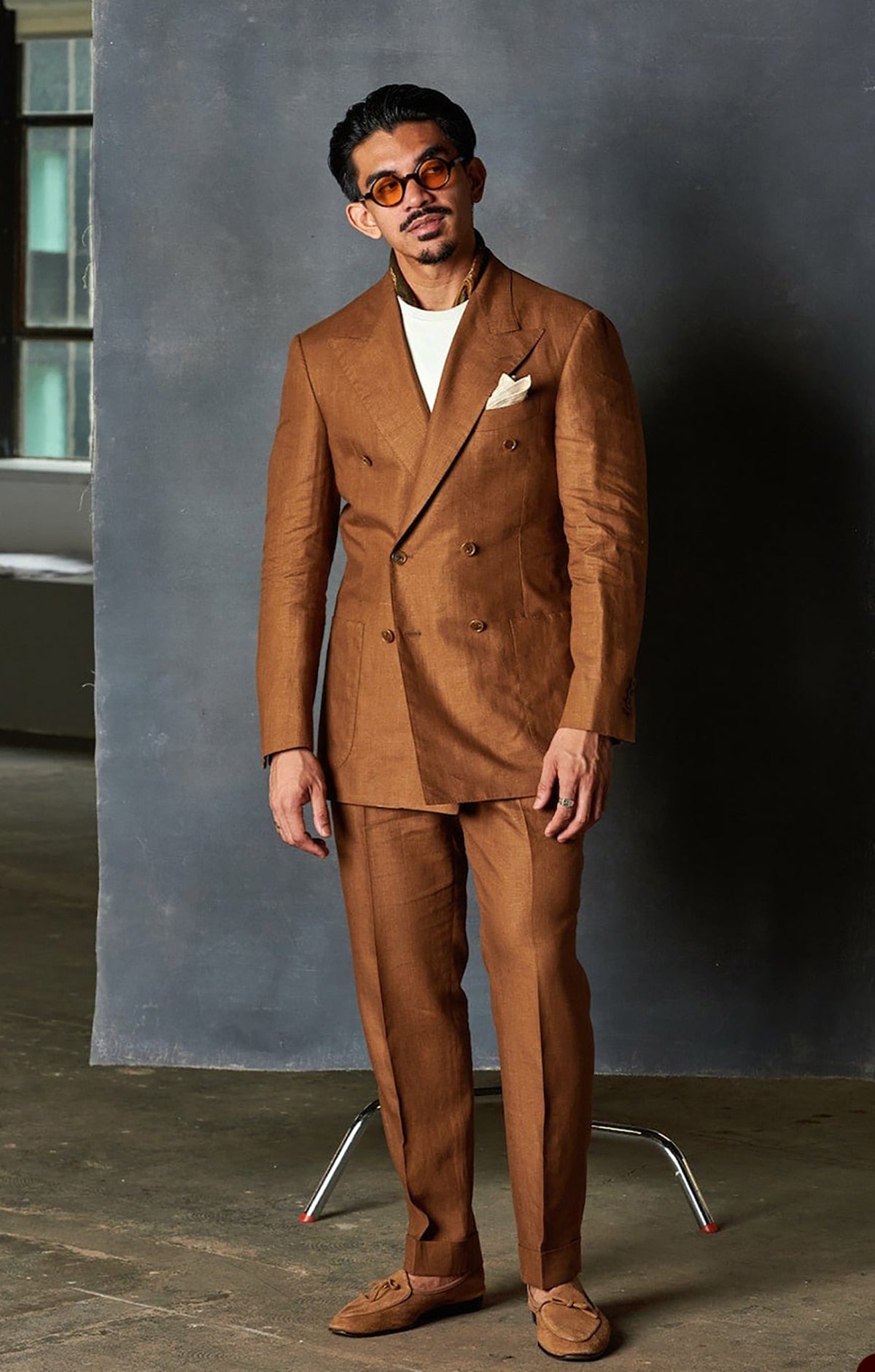 Costume homme 2 pièces blazer pantalon revers pointu croisé formel travail tenue lin sur mesure grande taille costume homme 