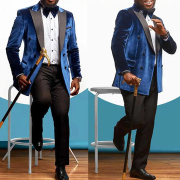 Fashion Velvet Man Tuxedos 1 Piece Set Jacket Men Suit Handsome Peaked Lapel Double Breasted Evening Wedding Groom Customized