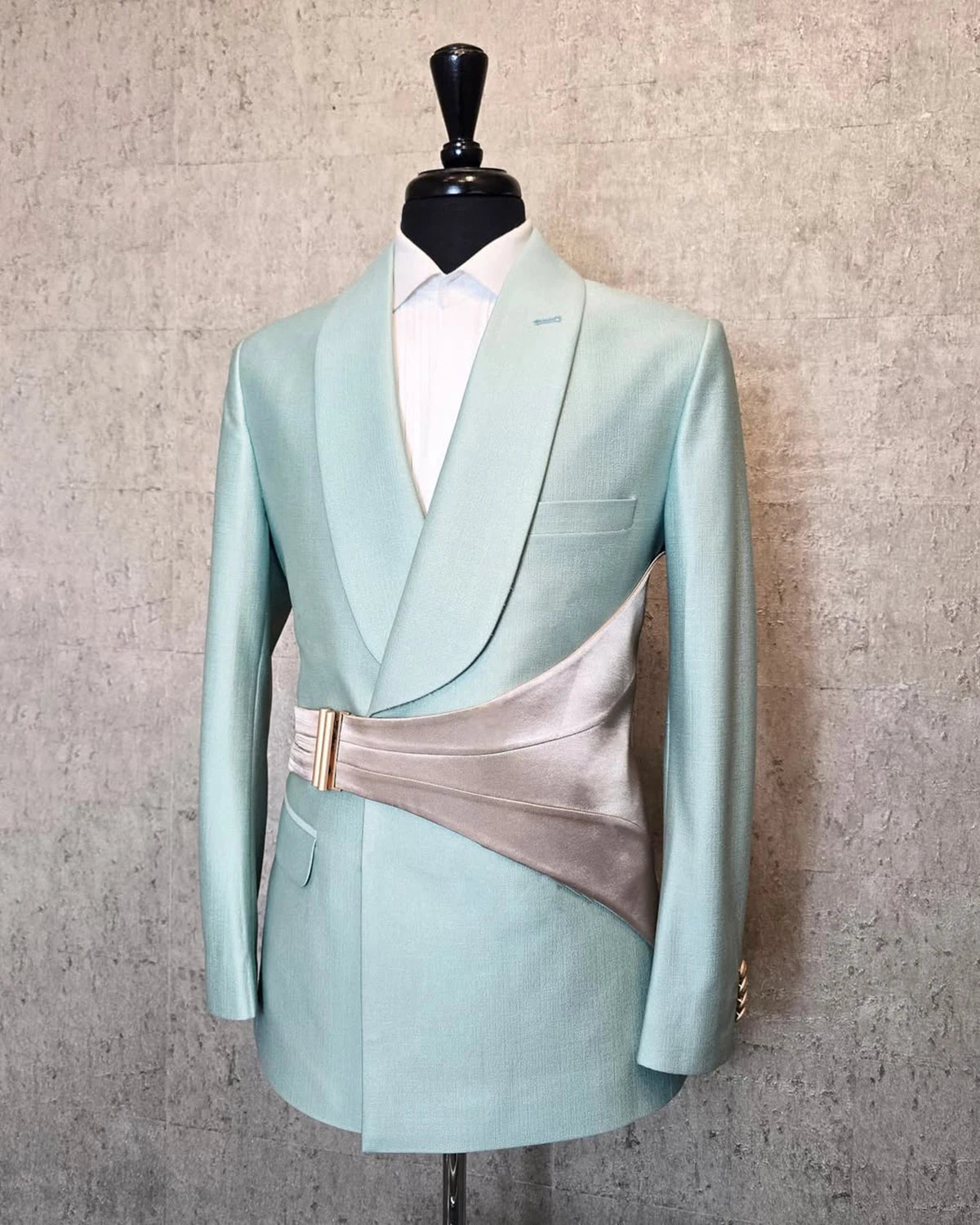 Unique Men Suits for Wedding Tailor-Made Shawl Lapel 2 Pieces Set Groom Blazer with Belt Customized Jacket Coat Pants