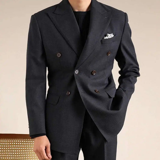 Double Breasted Wedding Suit Men Tuxedo Suit Smoking Homme Mariage Traje Novio Wool Italian Blazers Suit for Men's Business