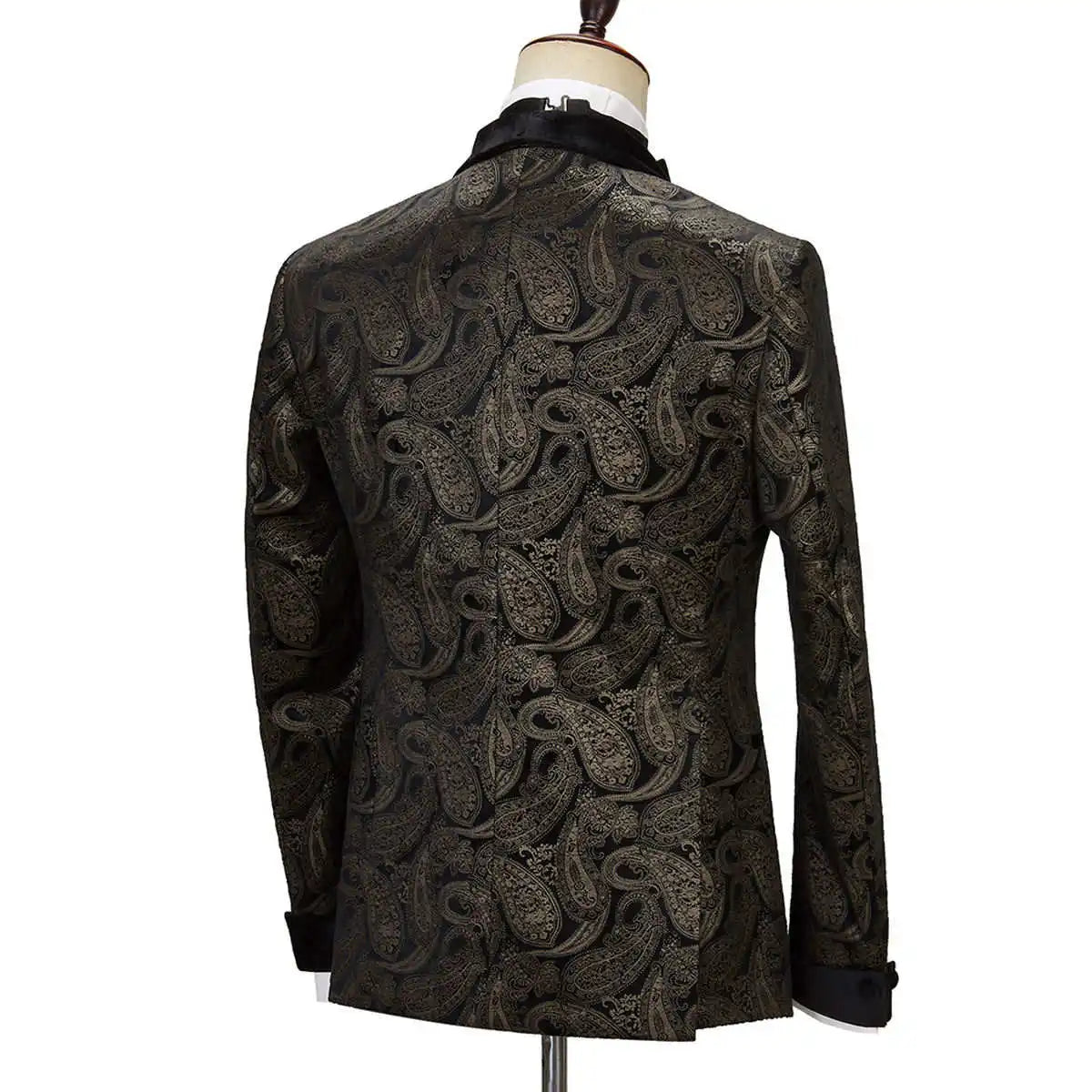 Retro Men Suits Jacquard Shawl Lapel Blazer 2 Pieces Set Double Breasted Celebrity Tuxedo Groom Coat Customized Jacket Pants