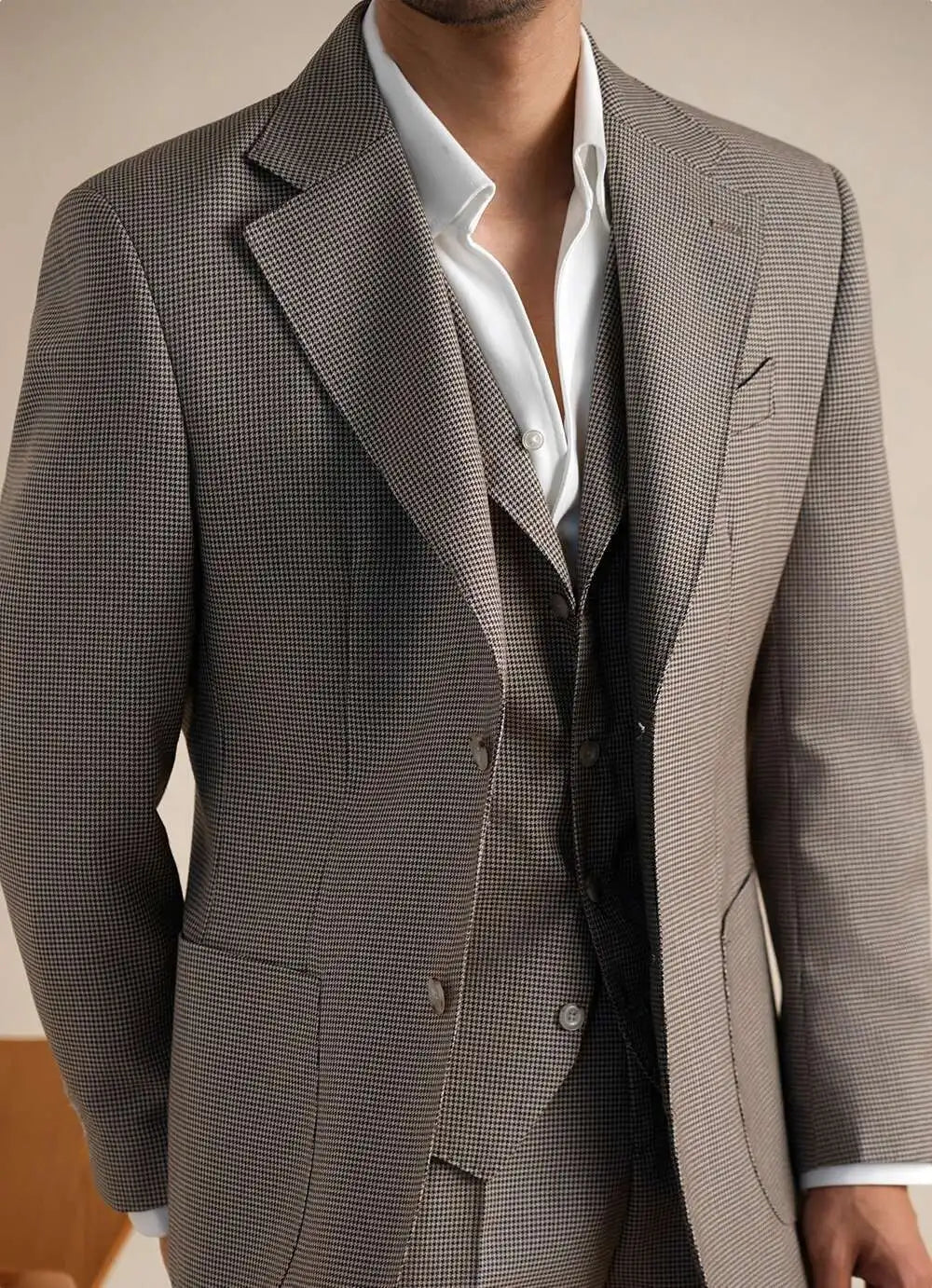 Costume 3 pièces à double boutonnage, tenue décontractée et formelle, élégant, en laine, de luxe, pour homme, gentleman britannique
