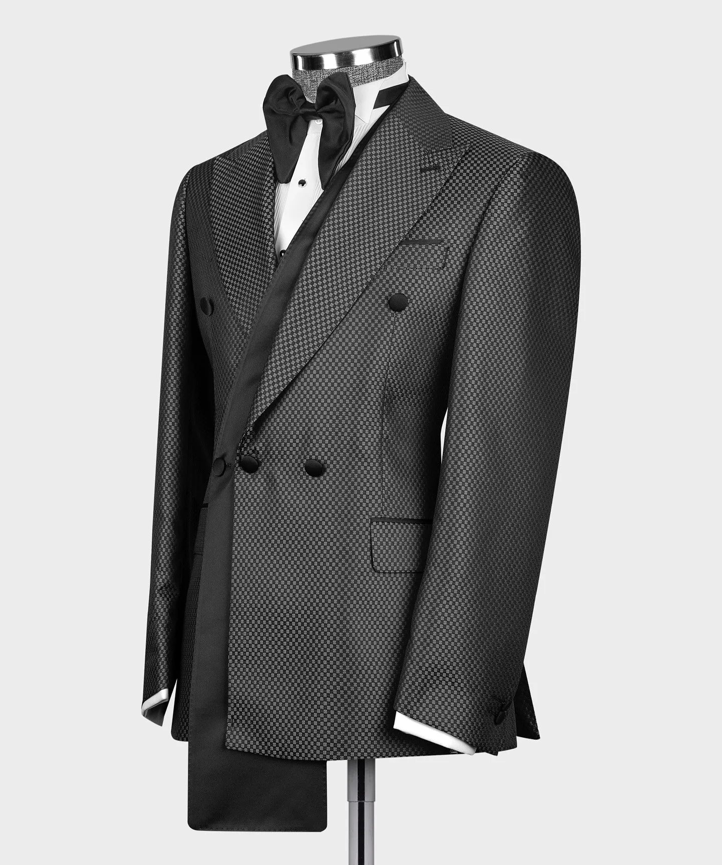Unique Men Suits Grid 2 Pieces Set Tailor-Made Check Jacket Blazer Triple Breasted Groom Customized Coat Pants