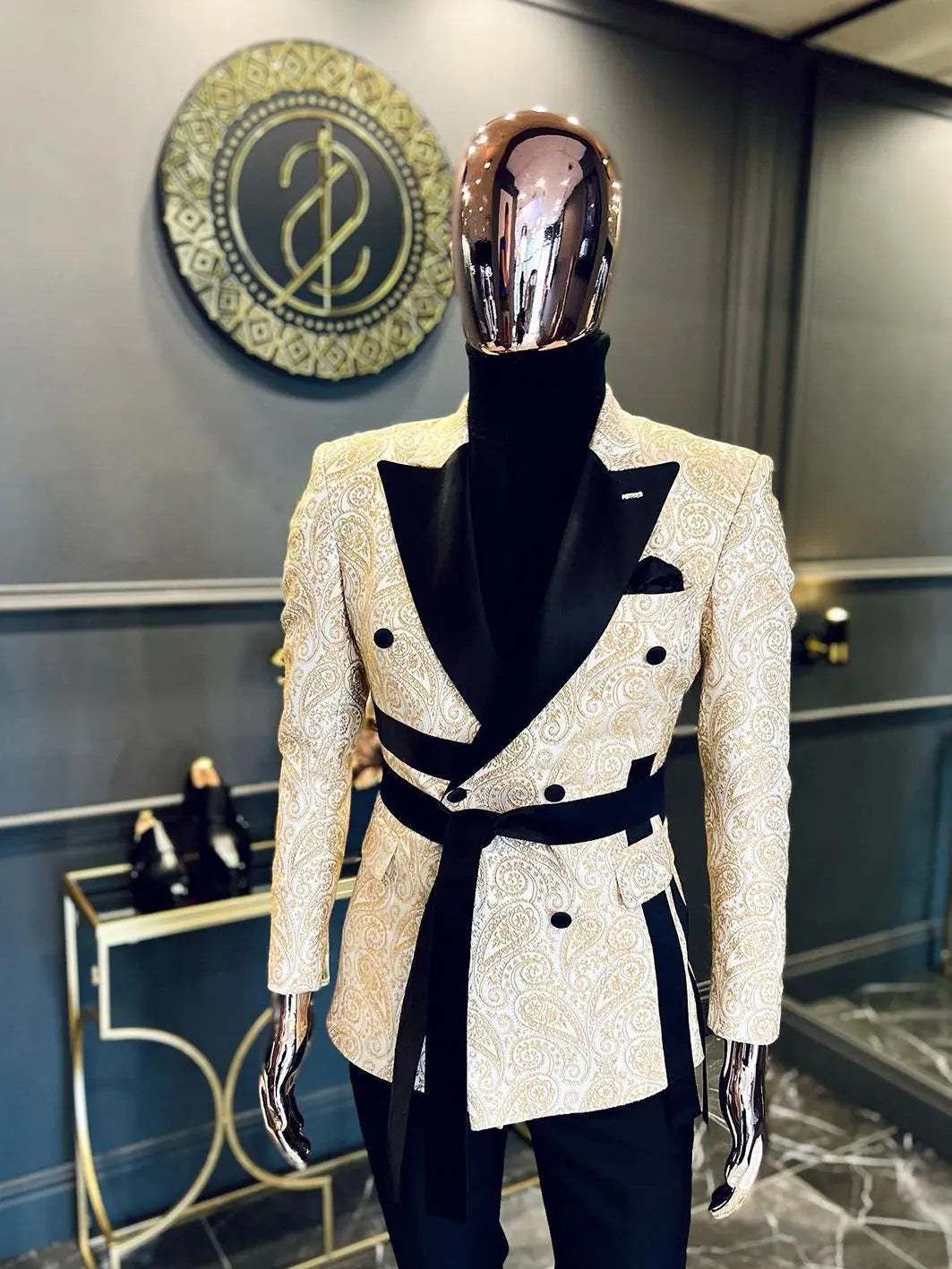 Men Wedding  Blazer Floral Jacquard Coat Peaked Lapel Double Breasted for Male Prom Customize Only Jacket
