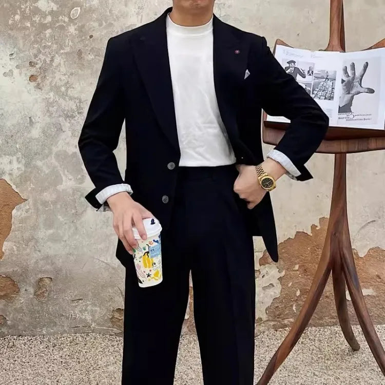 Ensemble deux pièces pour homme, blazer et pantalon, coupe slim, décontracté, tenue de travail, de soirée, de mariage