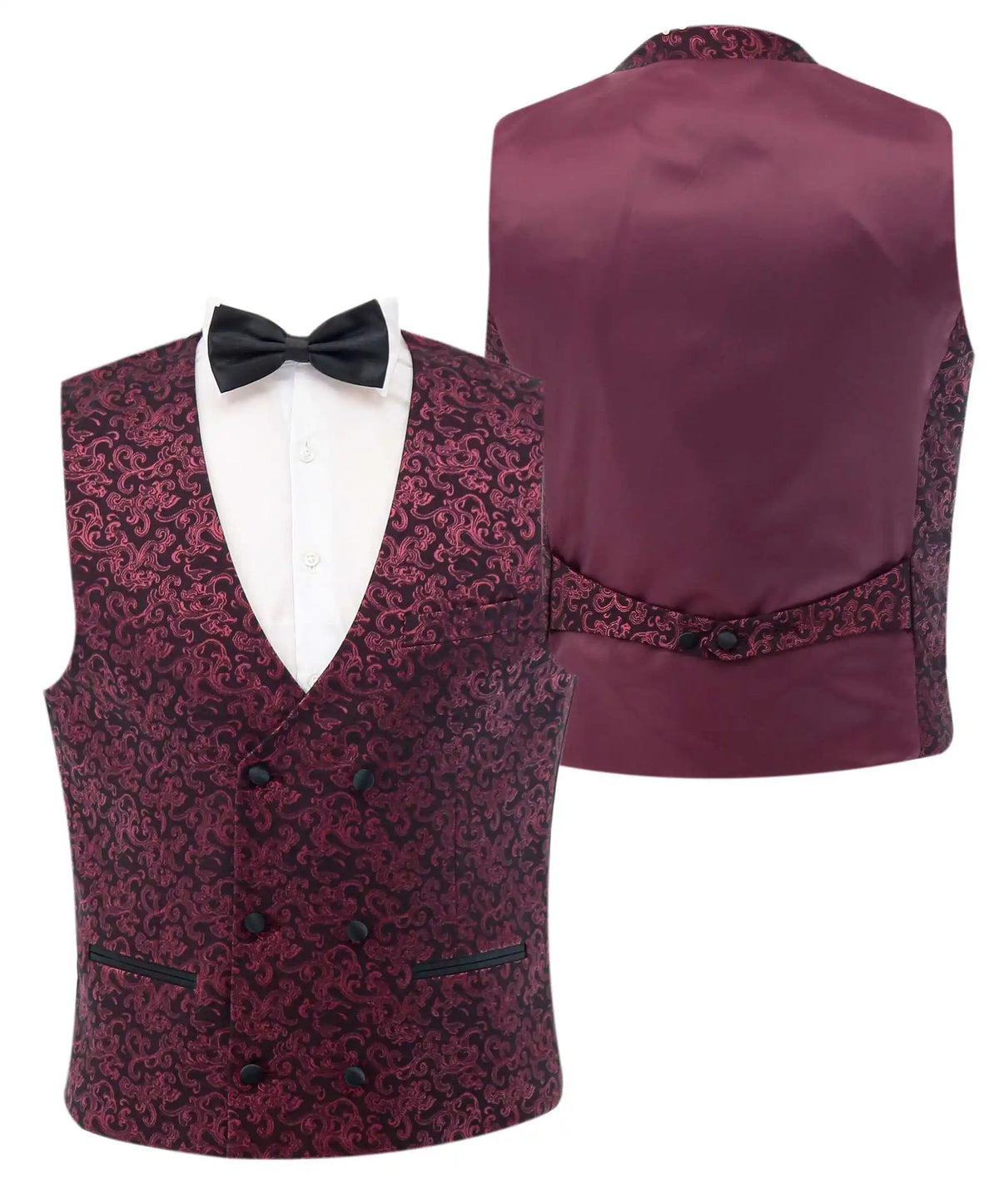 Burgundy Pattern Wedding Men Groom Tuxedos Peaked Lapel Jacket Custom Made Prom Male White Party Coat Jacket Vest Pants Suits
