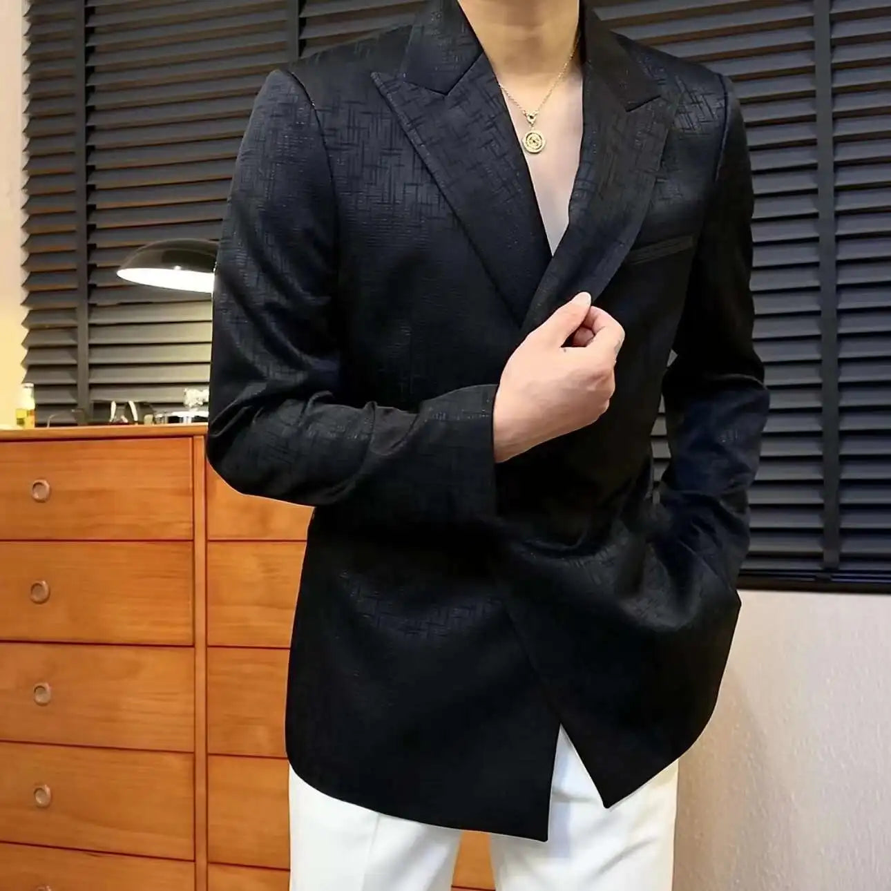 British Men Blazer Metal Buckle Belt Fashion Jacket Wedding Business Dress Coat Social Banquet Tuxedo Costume Groom Wedding Suit