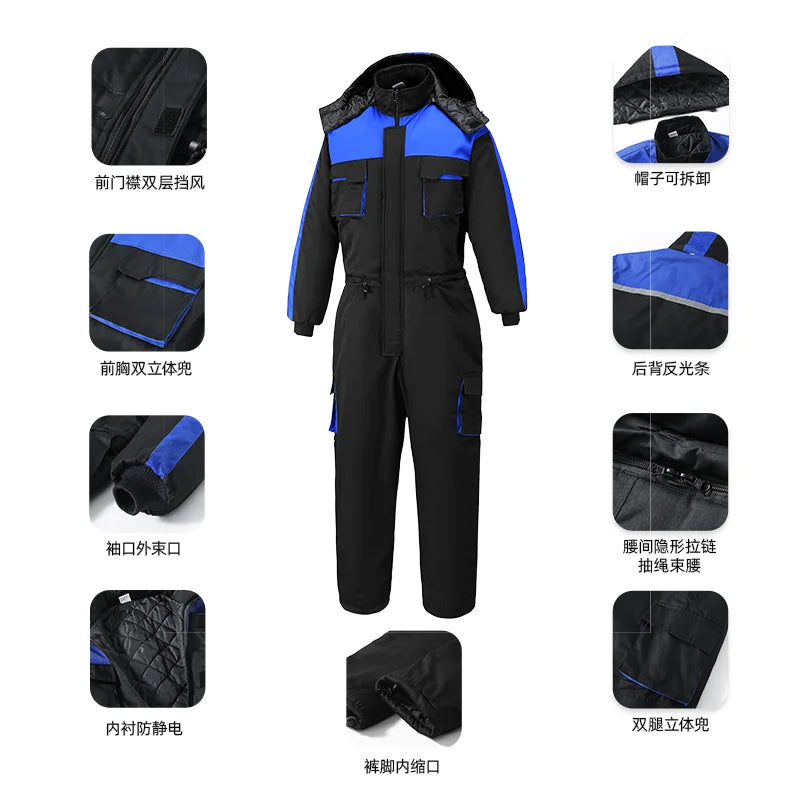 Thermal Winter Motorcycle Suit Men Thickened Cold Proof Workwear Fishing Outdoor Ice Fishing Overalls Jacket Motorcycle Suit