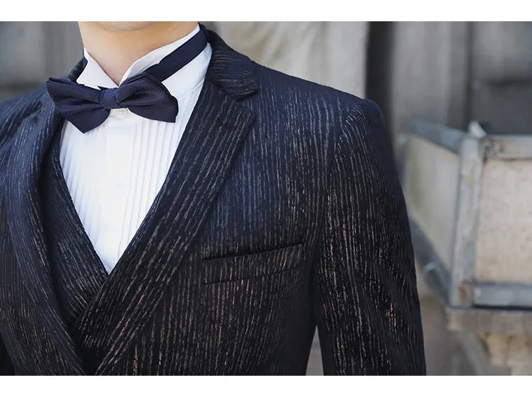 Men's Business Casual Suit Suit Three-piece Suit Small Western Fit Young Men's Wedding Dress