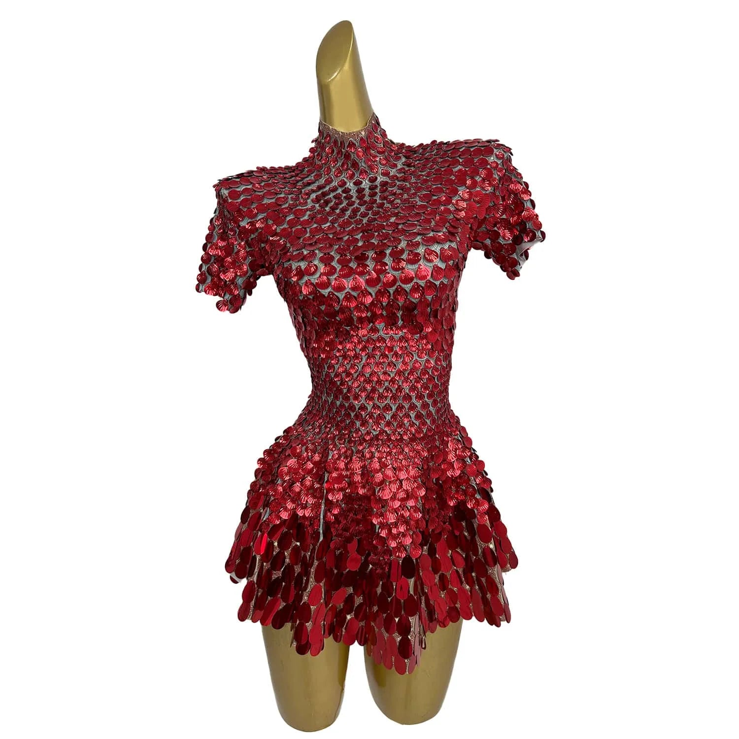 Luxury Red Mirror Party Dresses Sequin Glitter Woman Summer Clothing Night Prom Dresses Ballroom Performance Wear
