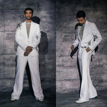 Customized Shiny Rhinestone Men Suits 2 Pieces Sets Groom Tuxedos Party Prom Blazer Slim Fit Dinner Fashion Vestidos De Novia