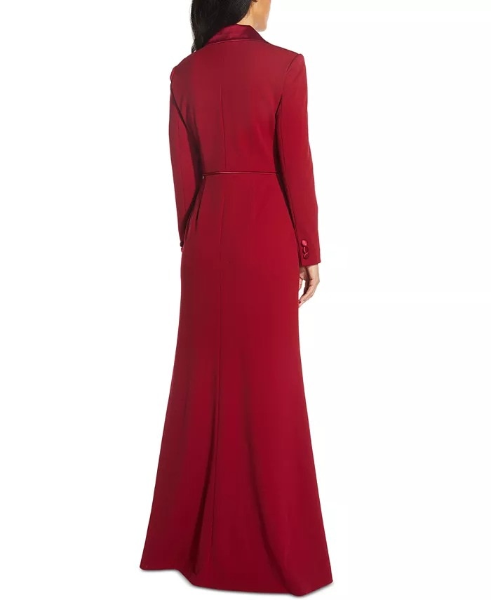 Chaqueta larga roja ajustada para mujer, traje con abertura lateral para dama, para fiesta de graduación, para invitados de noche, traje formal, vestido de madre hecho a medida, blazer 
