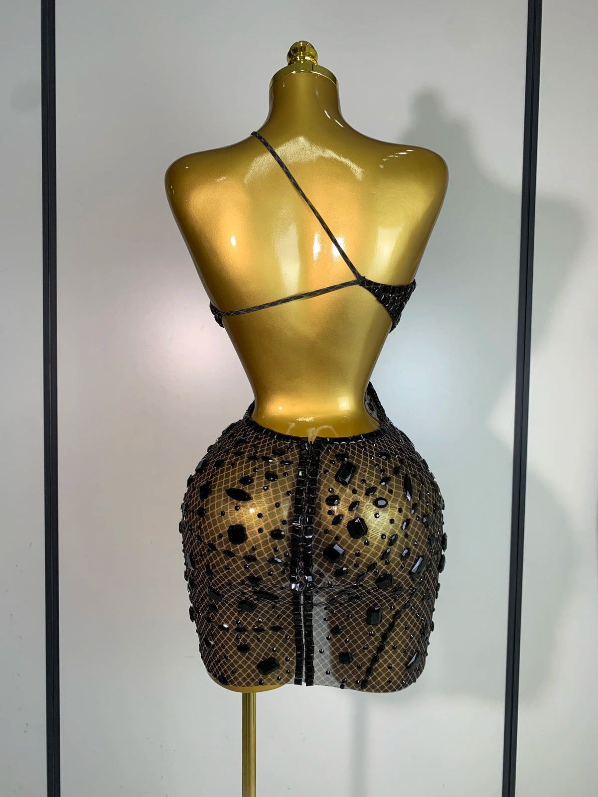 Women Sexy Backless Hollow Out Diamond Evening Prom Gown Birthday Luxury Celebrate Stage Nightclub Outfit