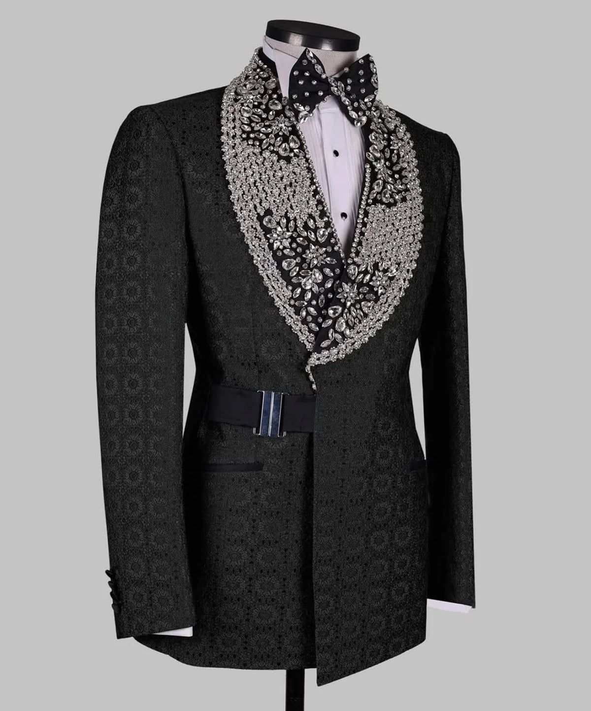Vintage Man Suits Fit Slim Beading Crystal Shawl Lapel Party Prom 2 Pieces Set Blazer Rhinestone Customized Jacket Pants