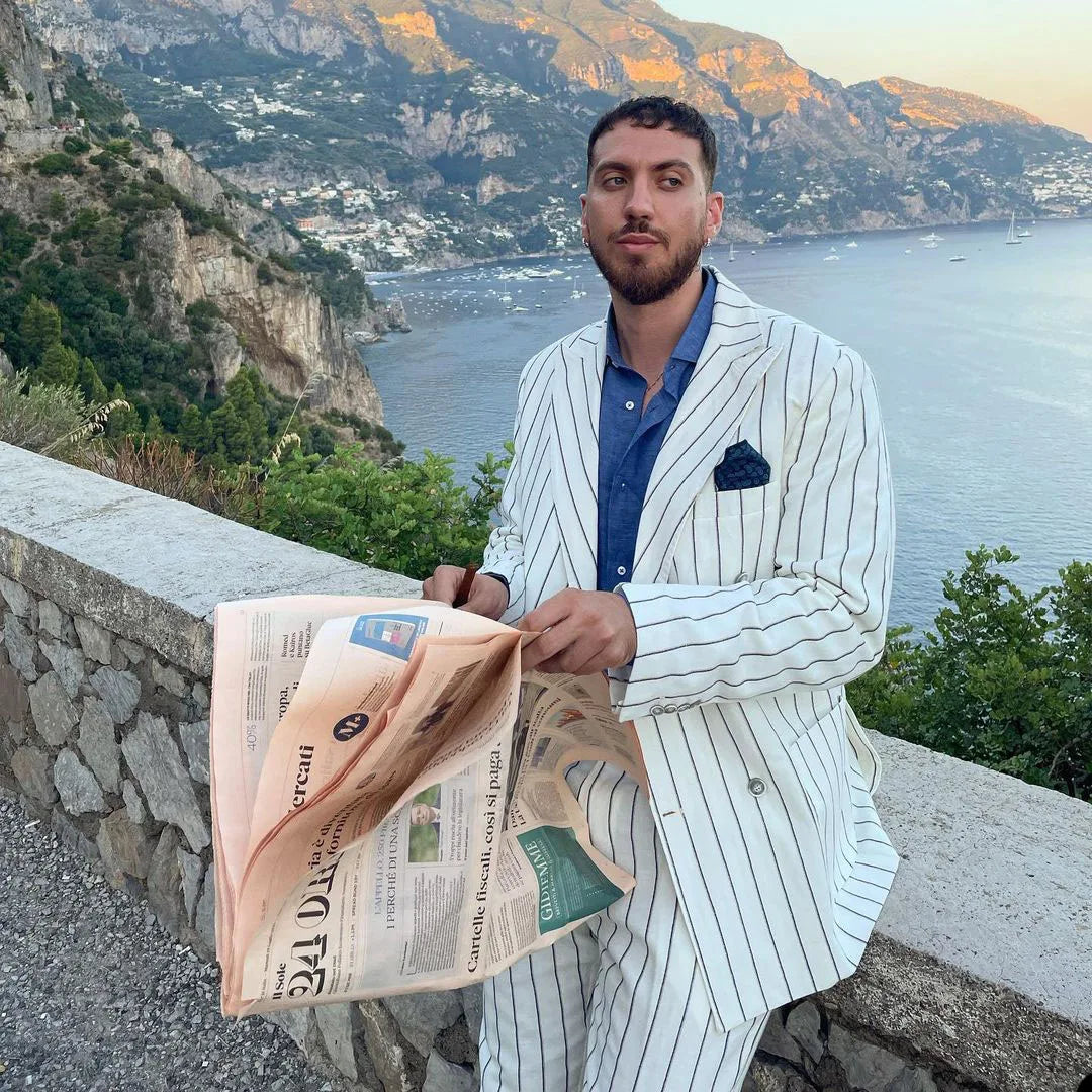 Costume homme blanc à rayures fines sur mesure 2 pièces blazer croisé pantalon tenue de travail formelle décontractée quotidienne fête sur mesure