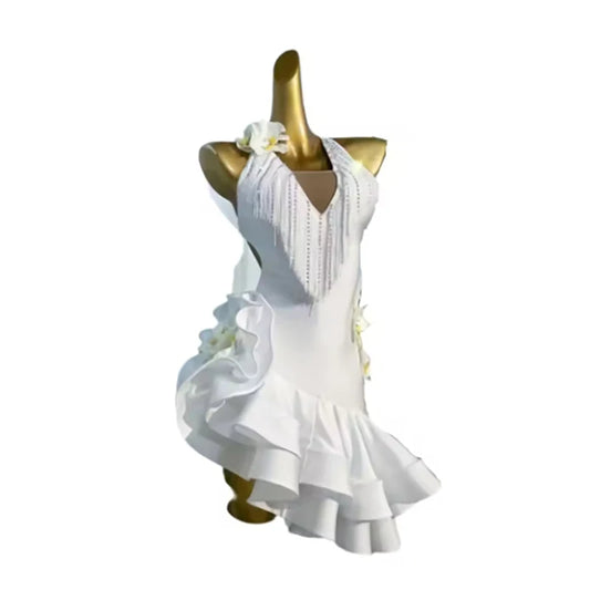 Latin Dance Diamond Women's High End Customized Handmade Fishbone Skirt Samba Dance Dress Performance Dress