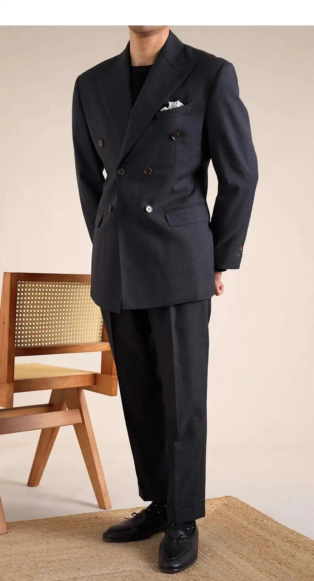 Double Breasted Wedding Suit Men Tuxedo Suit Smoking Homme Mariage Traje Novio Wool Italian Blazers Suit for Men's Business