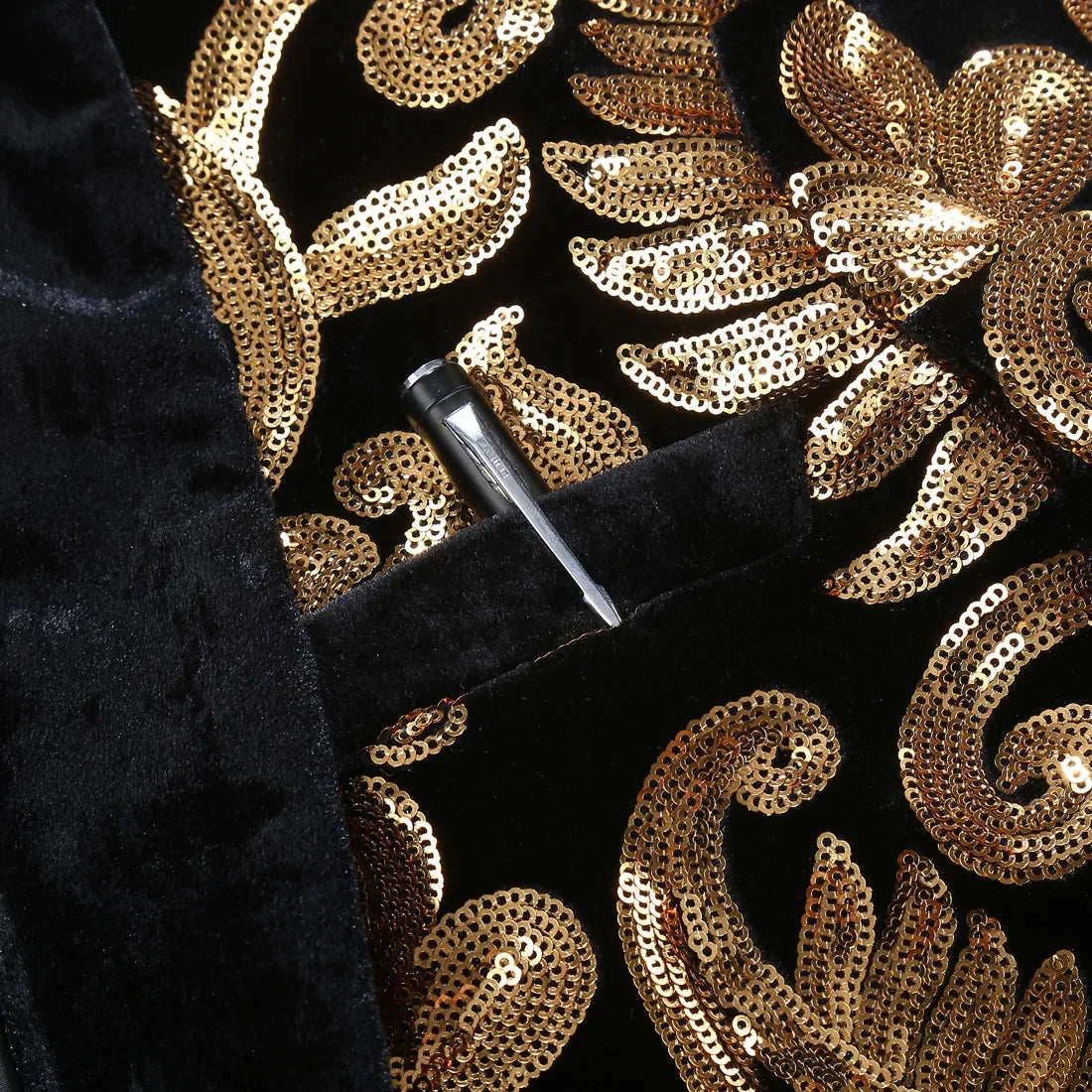 (Blazer + Trousers) Men's Gold Velvet Fashion Elegant Casual Wedding Banquet Party Sequin Costumes Two Piece Set
