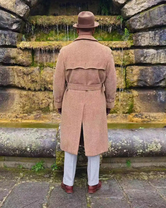 Herringbone Men Suit 1 Piece Long Blazer Overcoat Woolen Winter Customized Formal Office Jacket Groom Wedding Tuxedo King Coat