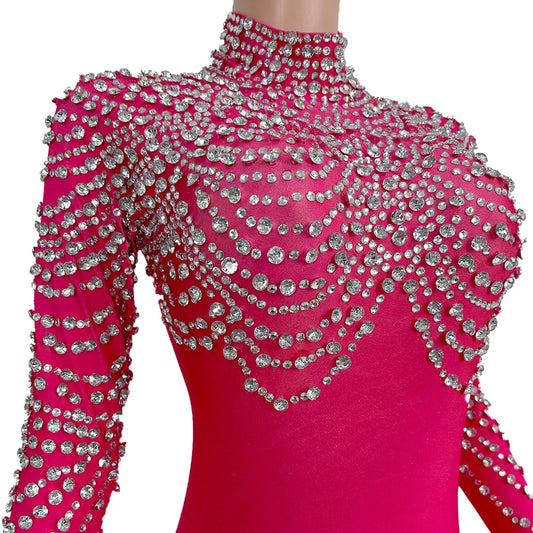 Spandex Elastic Bodysuit Gloves Sexy Women Halloween Party Jumpsuit Bar Stage Show Outfit Tight Sparkly Crystals Jumpsuit