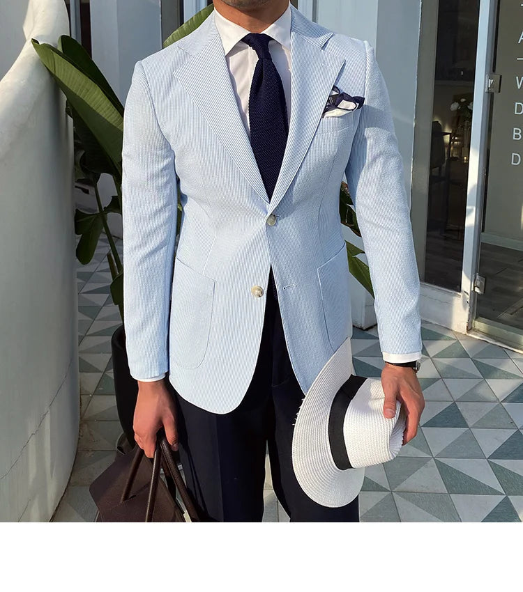 Traje de novio Royal Blazer para hombre, corte entallado, para fiesta, oficina, traje de un solo botón, chaqueta de traje para hombre, esmoquin para hombre 