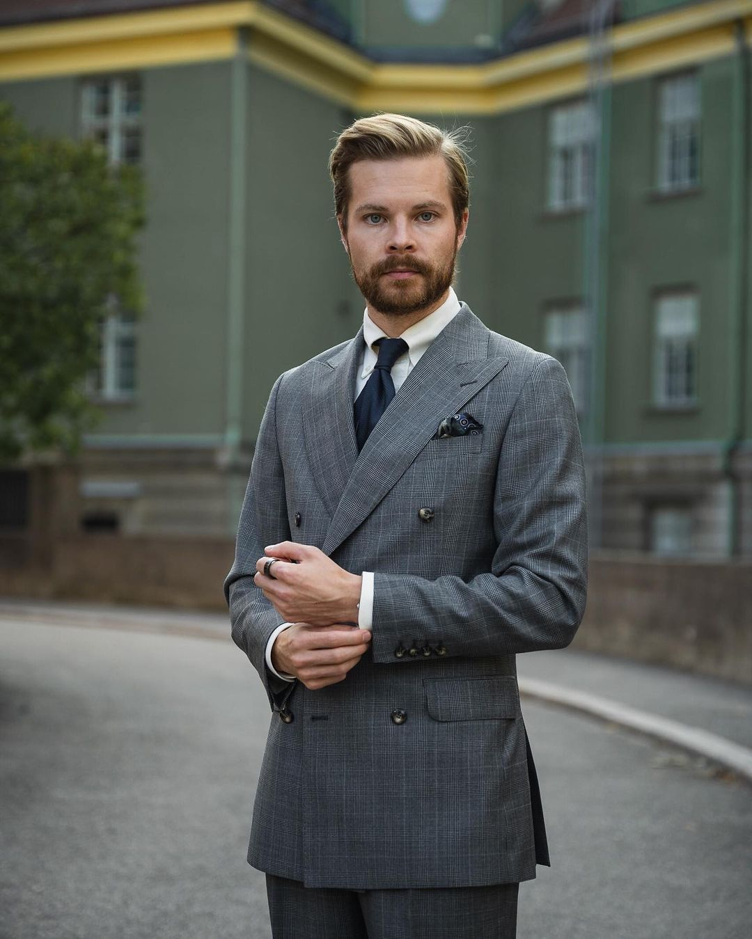 Costume gris pour homme avec deux pièces en treillis, slim, pour mariage, occasion formelle, smoking, veste et pantalon 