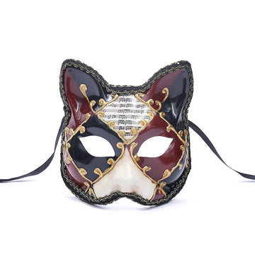 Retro Cute Music Cat Ear Style Italy Venetian Theater Half Face Funny Halloween Mask Masquerade Evening Prom Party Costume Prop