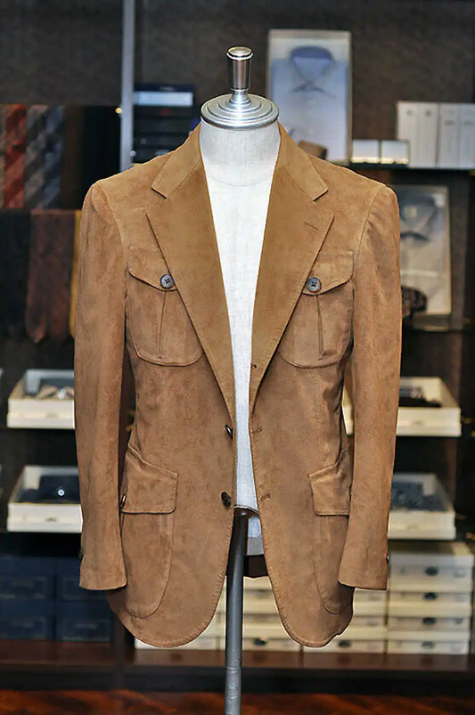 Classic Chamois Men's Blazer for Wedding Shawl Lapel Suede Tuxedos Prom Business Only Jacket Terno Masculinos Customized