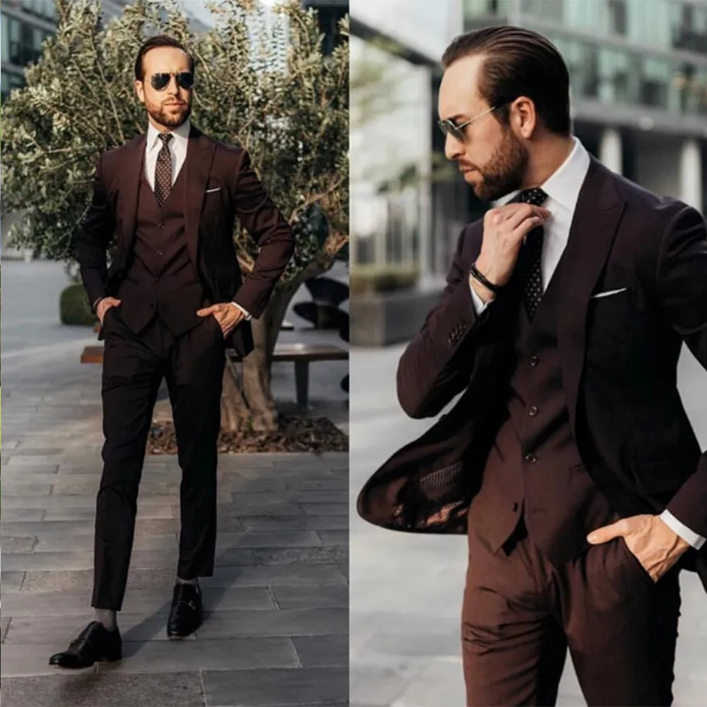New Design Groom Wear Wedding Tuxedos Velvet Collar Mens Suits Bridegroom Business Attire Pom Party (Jacket+Pants+Bowtie)