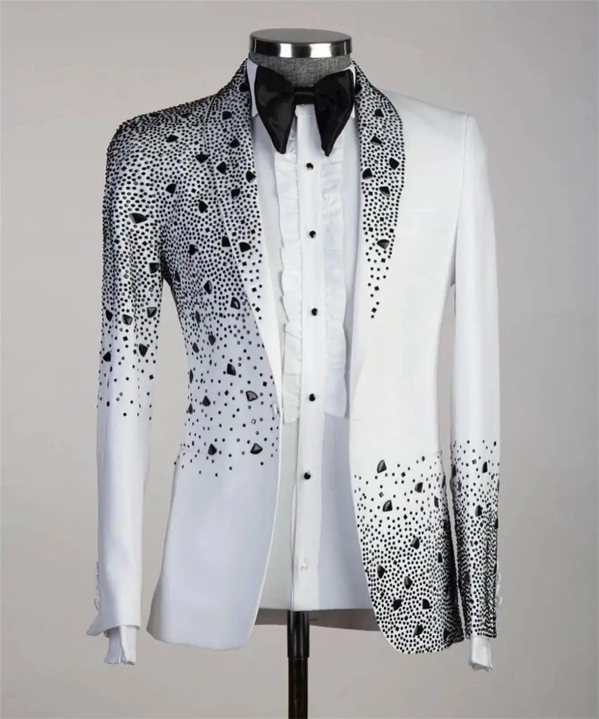 2 Piece Mens Suit Slim Fit Tailor-Made Handmade Beads Diamond Suit Jacket Pants Customized Wedding Formal Occasions Groom Tuxedo
