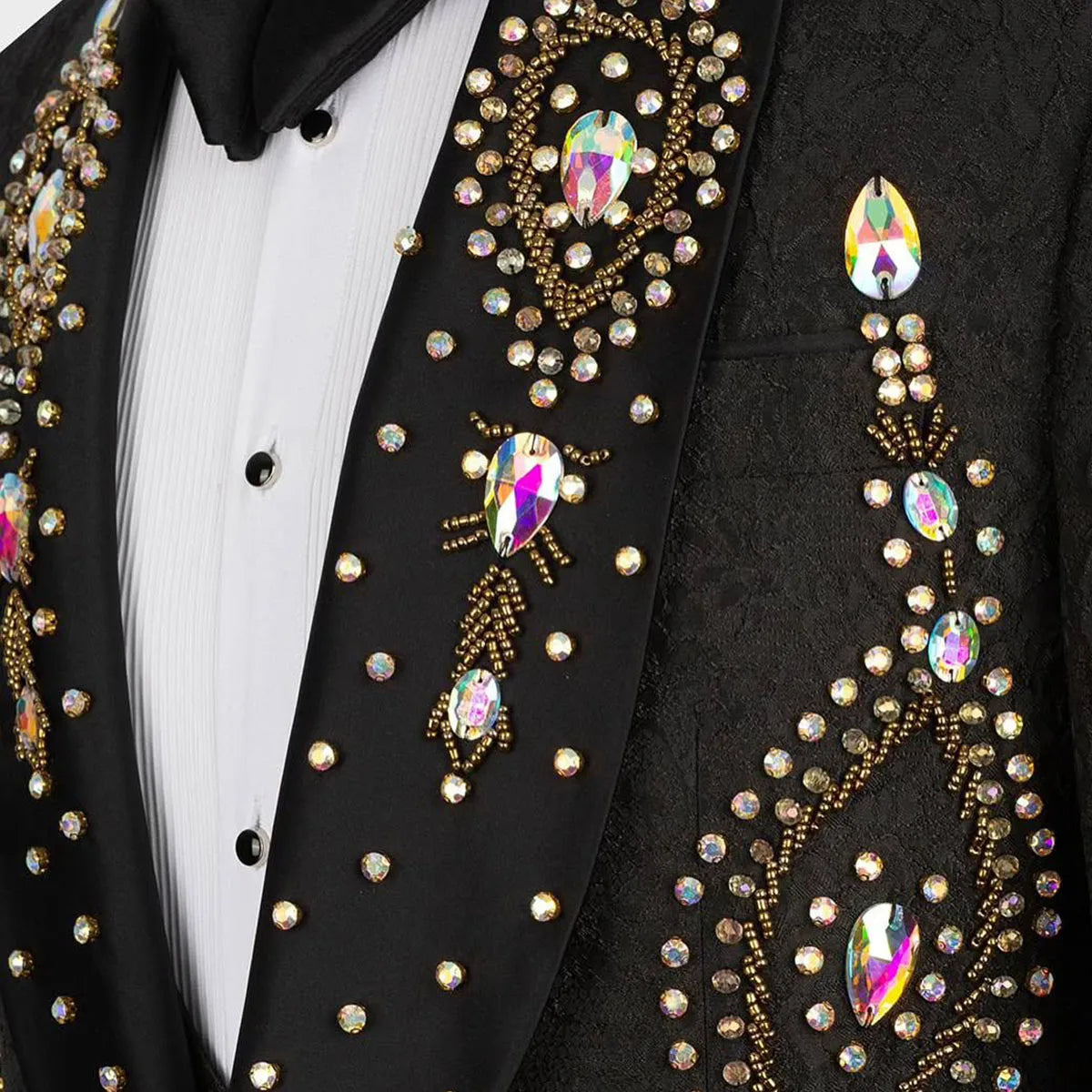Customized Men Suits Glitter Diamond 2 Pieces Sets Male Prom Blazer Shawl Lapel Groom Wedding Tuxedos
