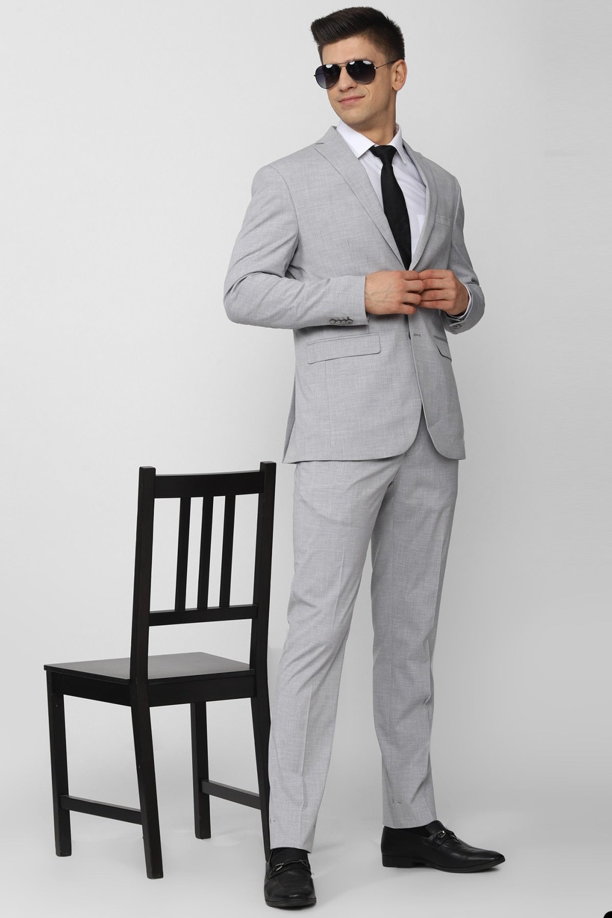Costume homme gris clair 2 pièces blazer pantalon simple boutonnage revers pointu slim doux affaires moderne mariage marié sur mesure 