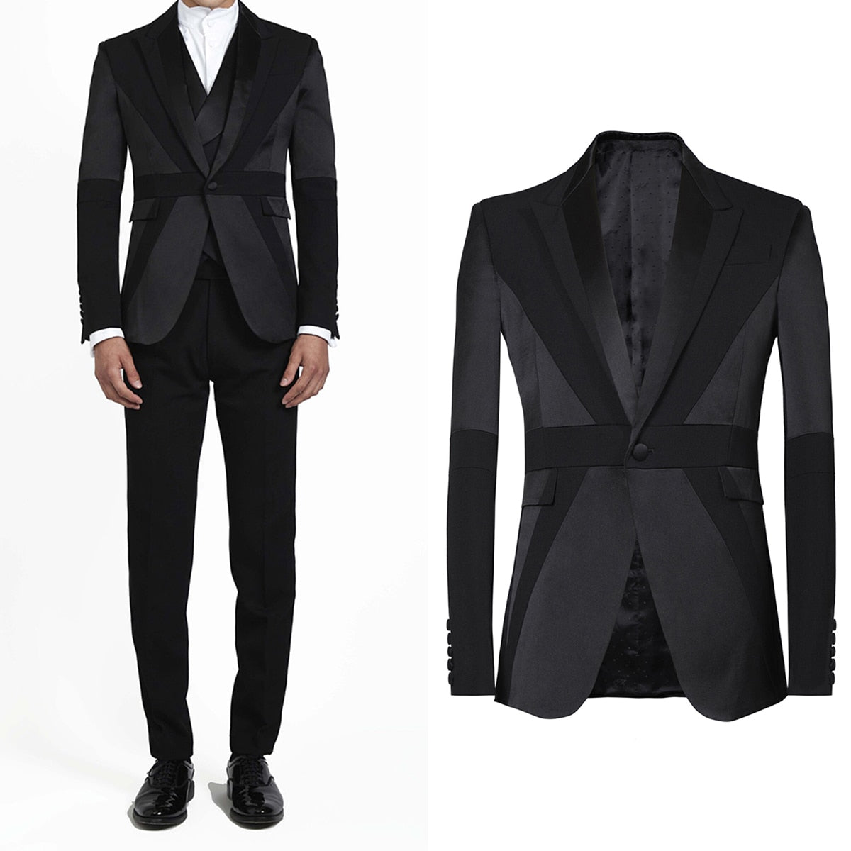 Classic Slim Fit Wedding Men Suits Gentleman Tailor-Made Groom 3-Pieces Graduation Formal Occasions Party Singer Costume Made