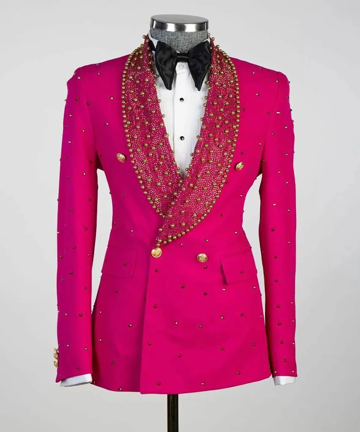 Shiny Men's Wedding Suits Slim Fit Beads Jacket Sets Groom Tuxedos Shawl Lapel Groomsmen Prom Blazers Only Coat
